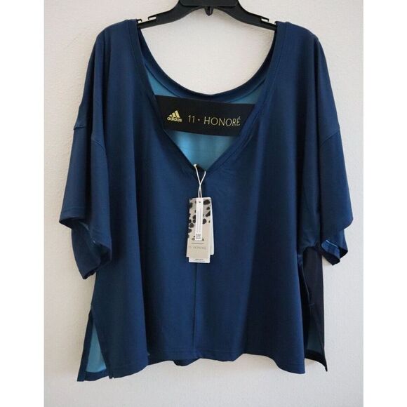 adidas x 11 Honoré HR7034 Women Plus Sz 2X Legend Marine/Black Training Tee - Picture 4 of 9